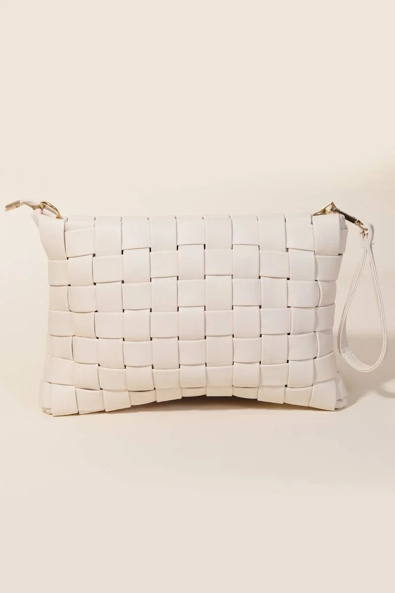 Faux Leather Basket Weave Bag