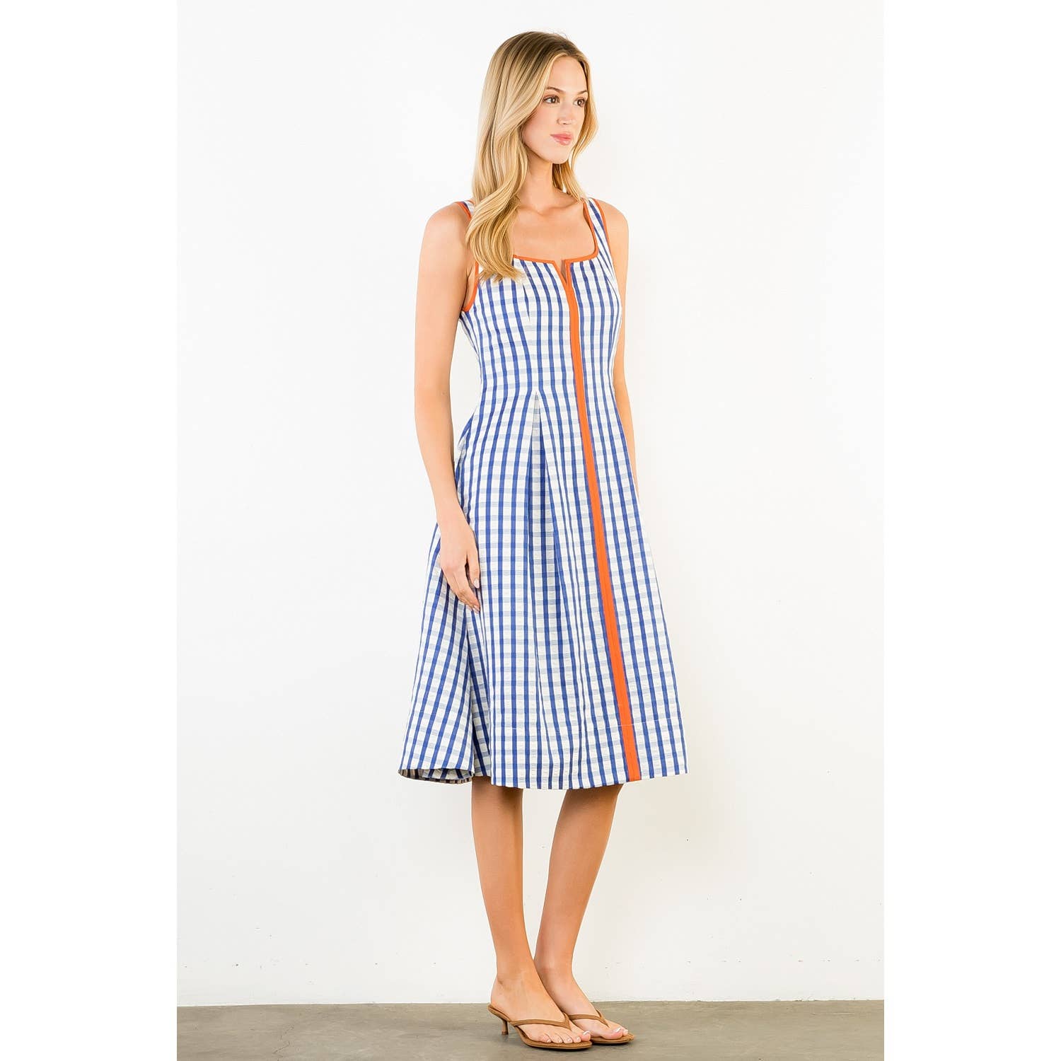 Thin Strap Gingham Pattern Dress - Surprise Lily