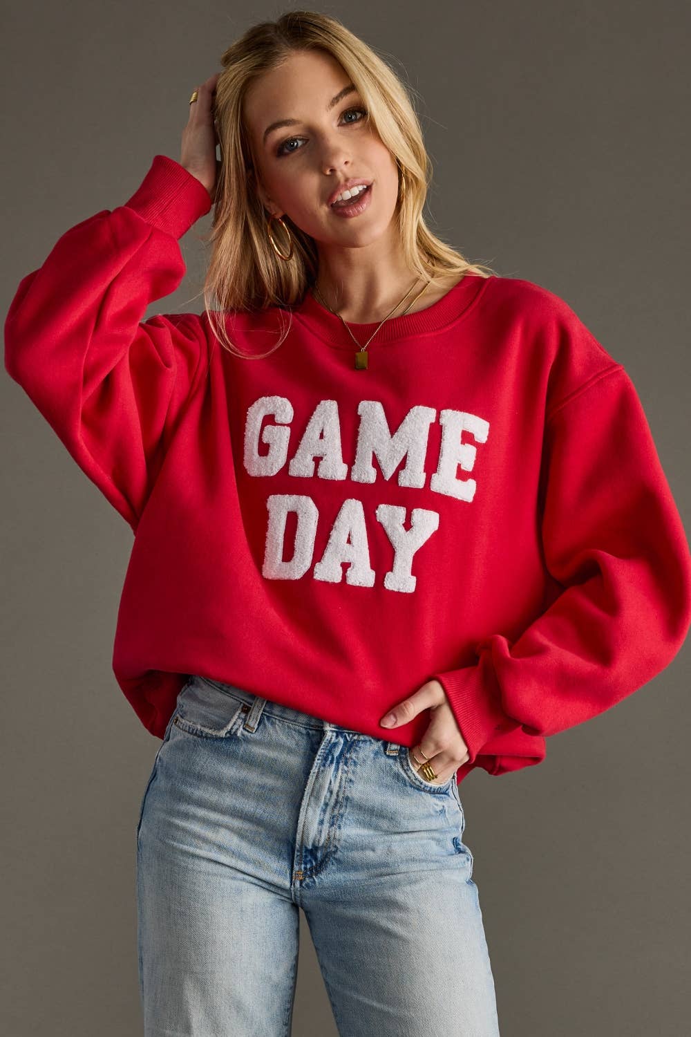Red Game Day Sweatshirt - Surprise Lily