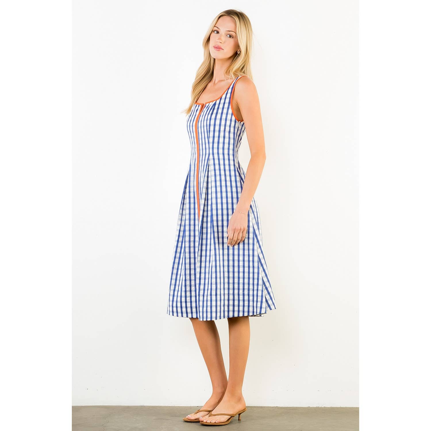 Thin Strap Gingham Pattern Dress - Surprise Lily
