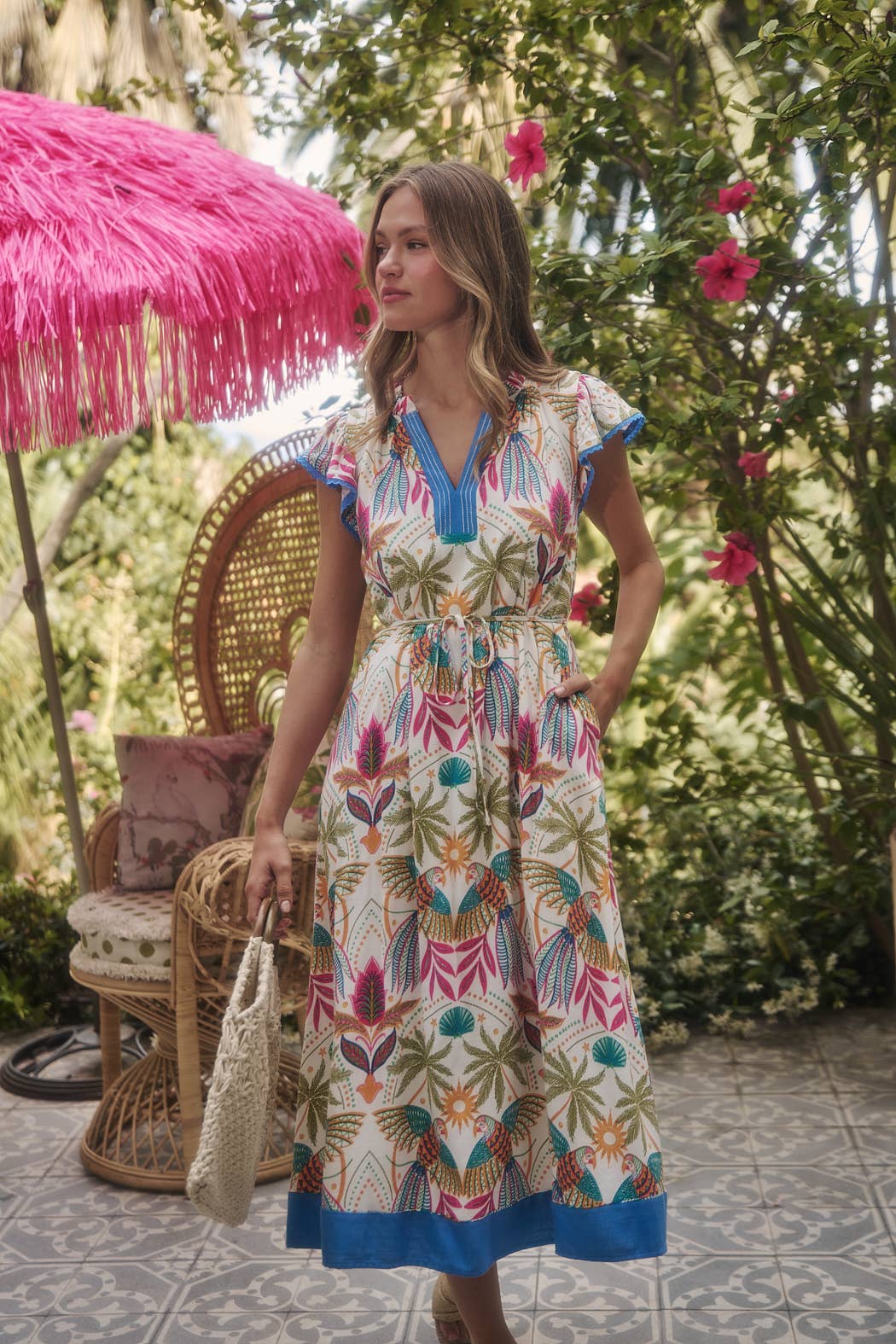 Adelina Shift Midi Dress Tropical - Surprise Lily
