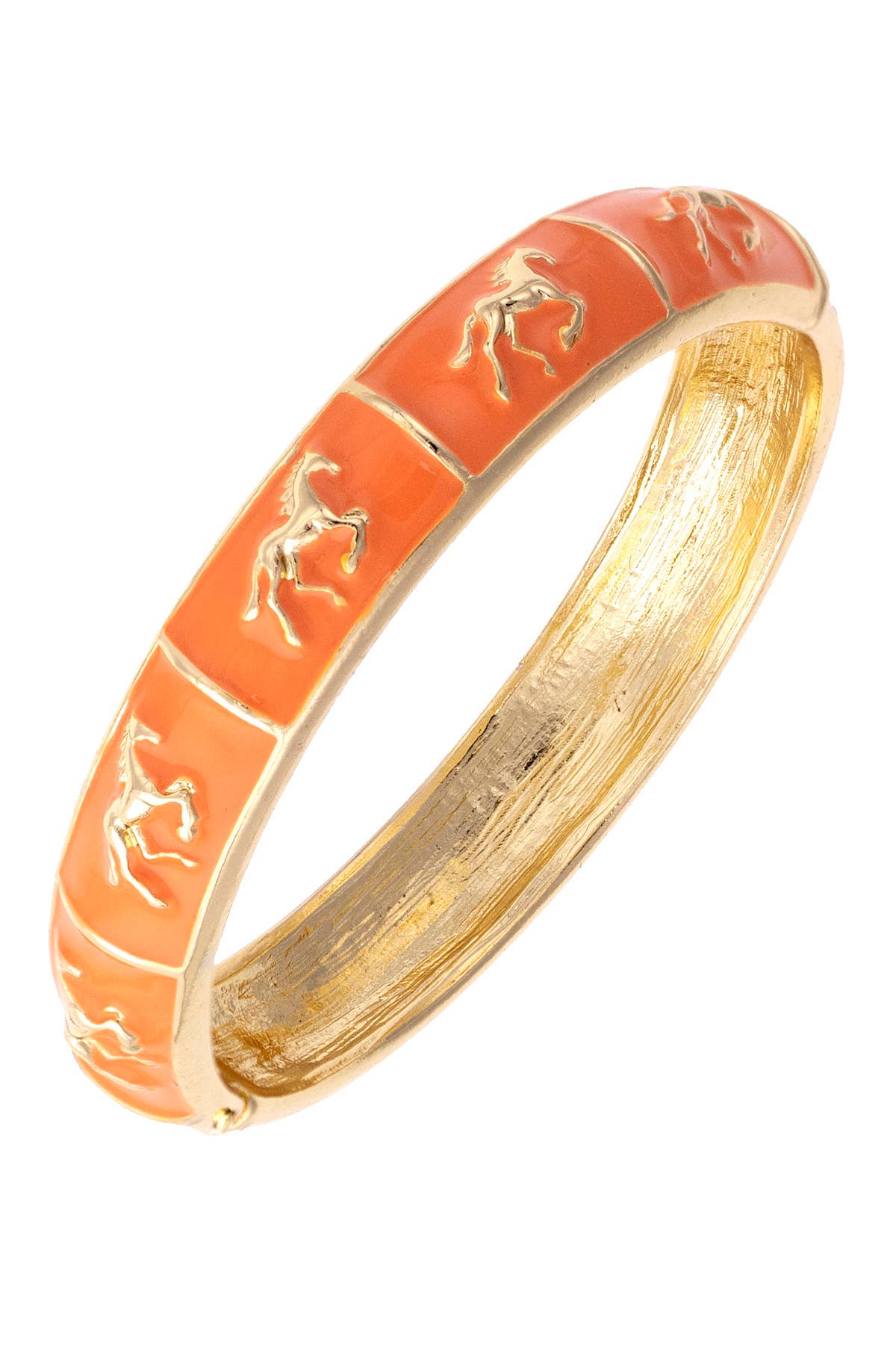 Horsin Around Sculpted Enamel Hinge Bangle - Surprise Lily