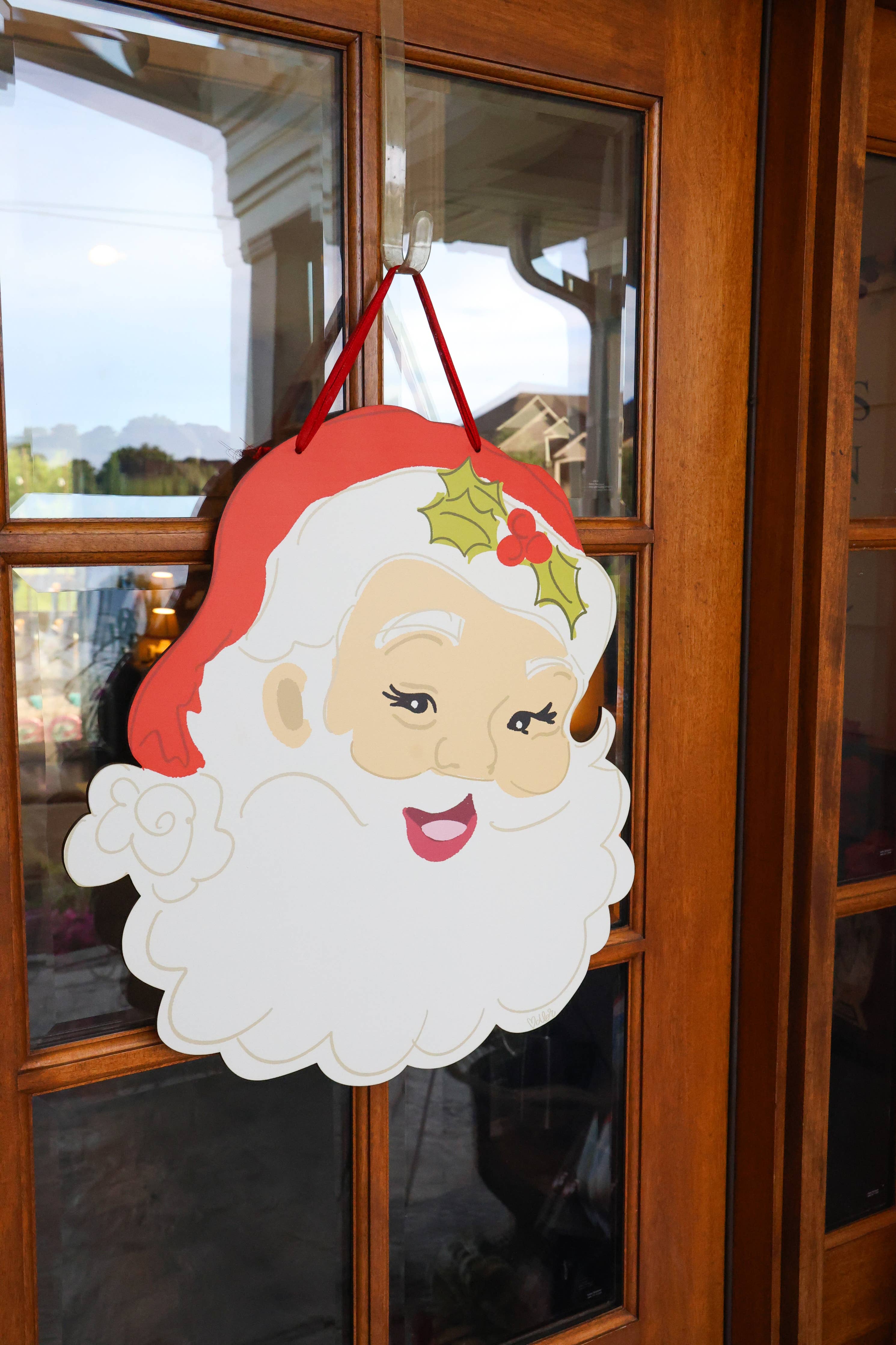 Red Jolliest Santa Doorhanger