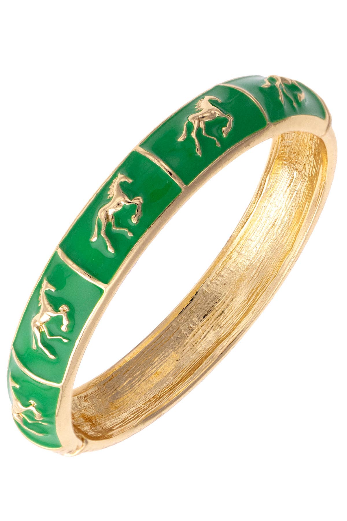 Horsin Around Sculpted Enamel Hinge Bangle - Surprise Lily