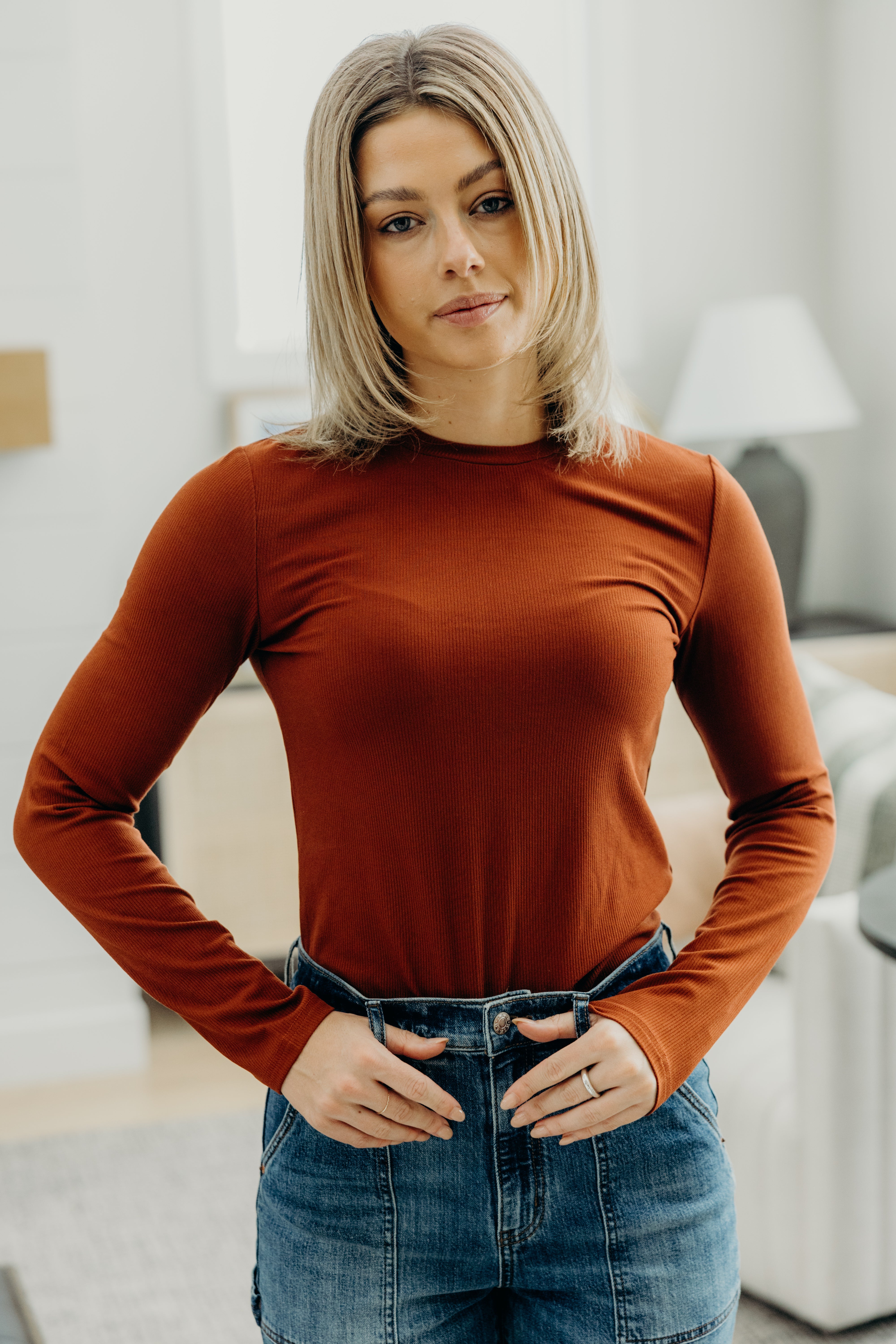 Mika Long Sleeve Tee in Rustic Brown