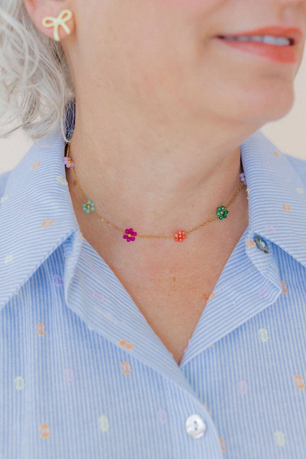 Necklace - Gracie Flower Multi Color - Surprise Lily