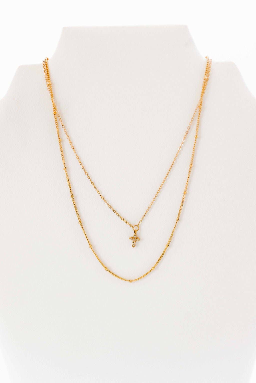 Necklace - Carly Cross CZ Gold - Surprise Lily