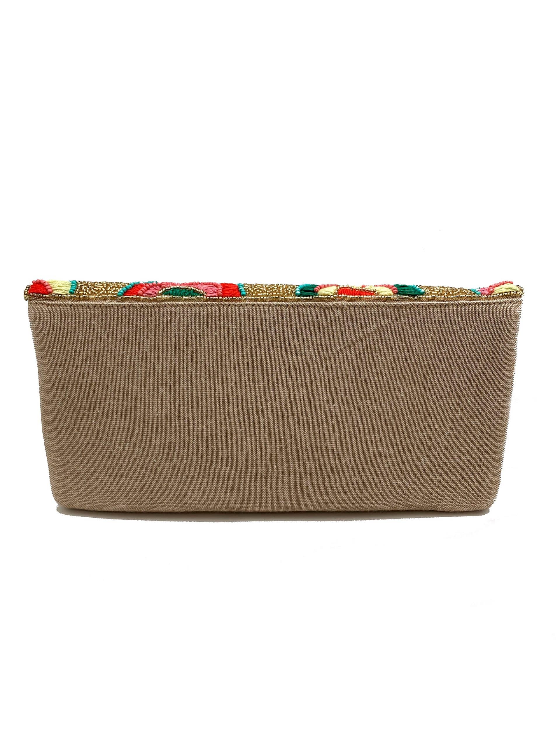 Gold Beaded Clutch with Flowers - Surprise Lily