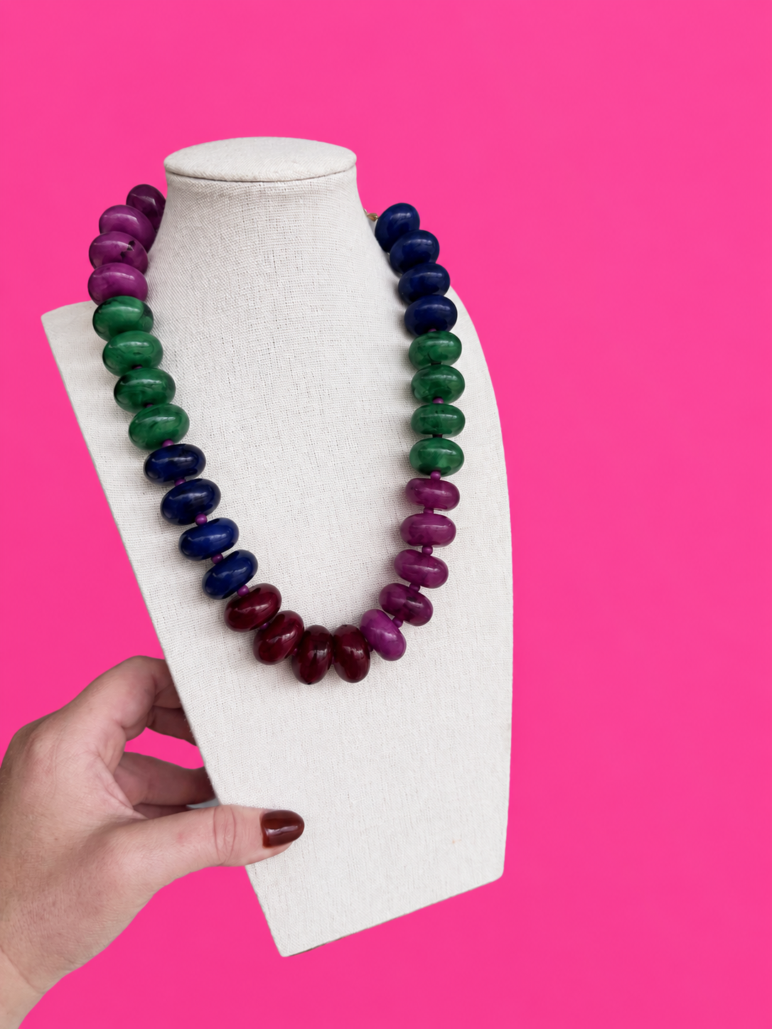 Circle Bead Necklace - Fall - Purple, Navy, Green - Surprise Lily