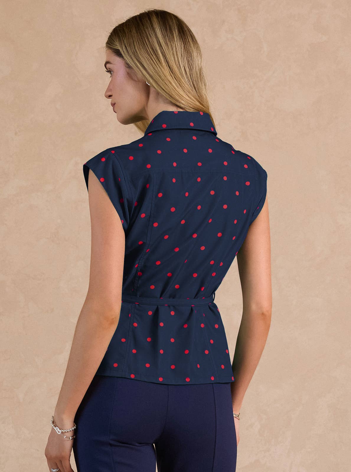 Polka Dot Belted Shirt Blouse - Surprise Lily