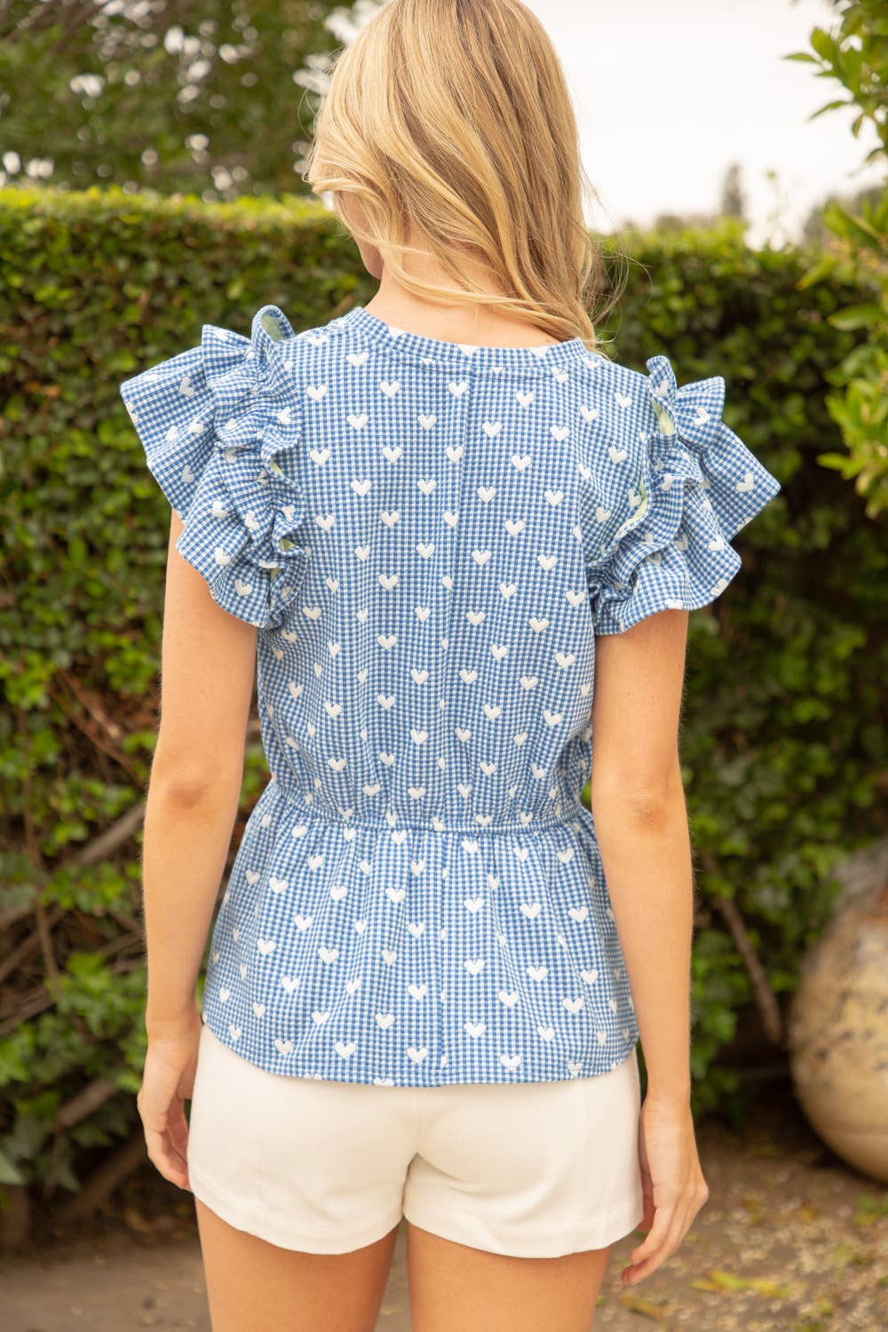 Heart Printed Double Ruffle Top - Top - Short Sleeve - Surprise Lily