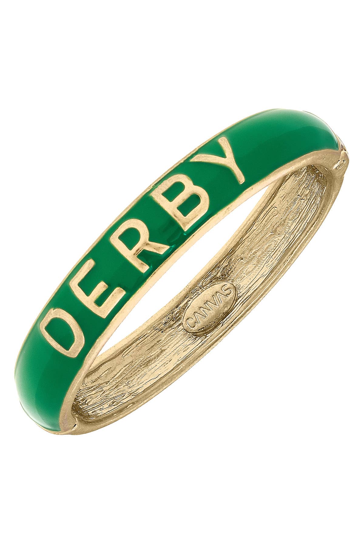 Derby Sculpted Enamel Hinge Bangle in Green