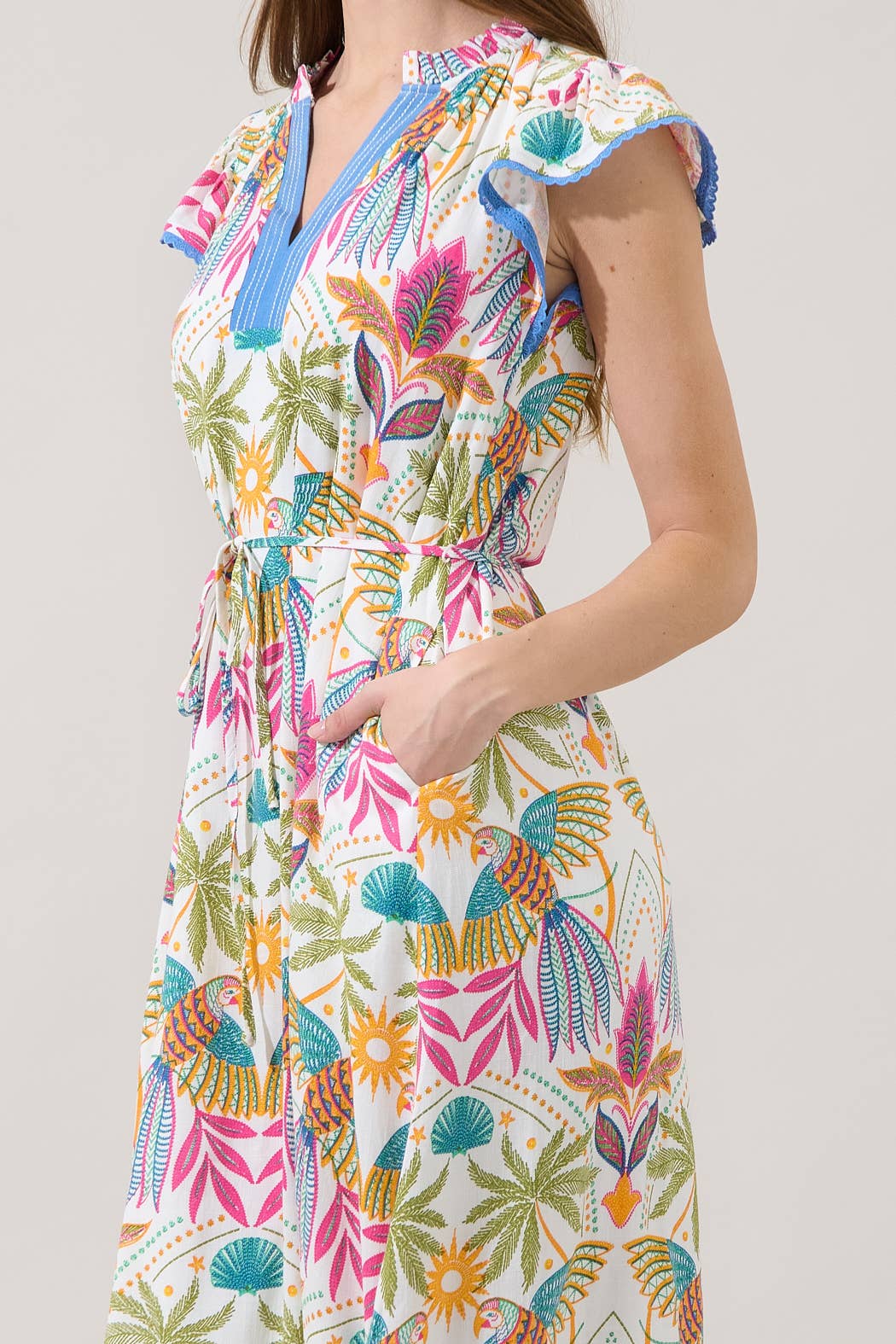 Adelina Shift Midi Dress Tropical - Surprise Lily