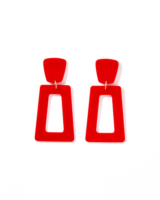 Kennedy Statement Earrings - True Red