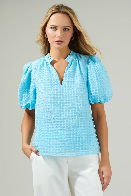 Gretna Organza Check Ruffle Blouse
