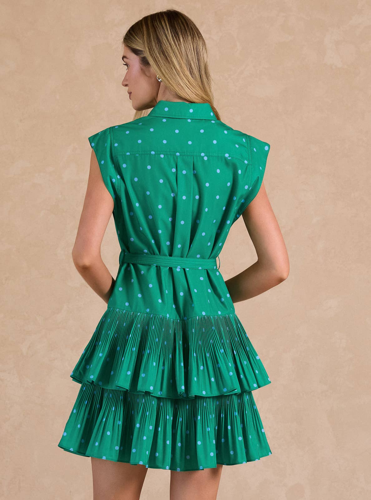 Polka Dot Printed Button Down Tiered Mini Dress - Surprise Lily