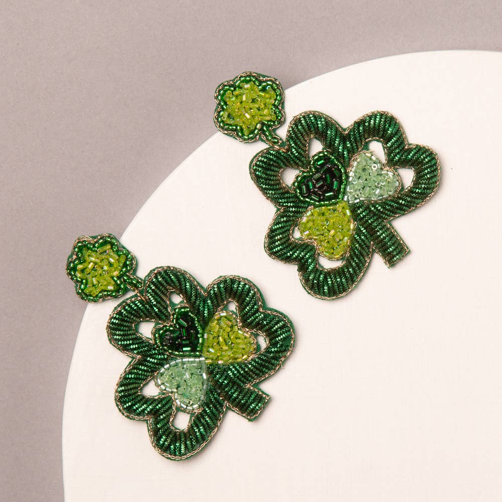 St. Patricks Shamrock Post Earrings