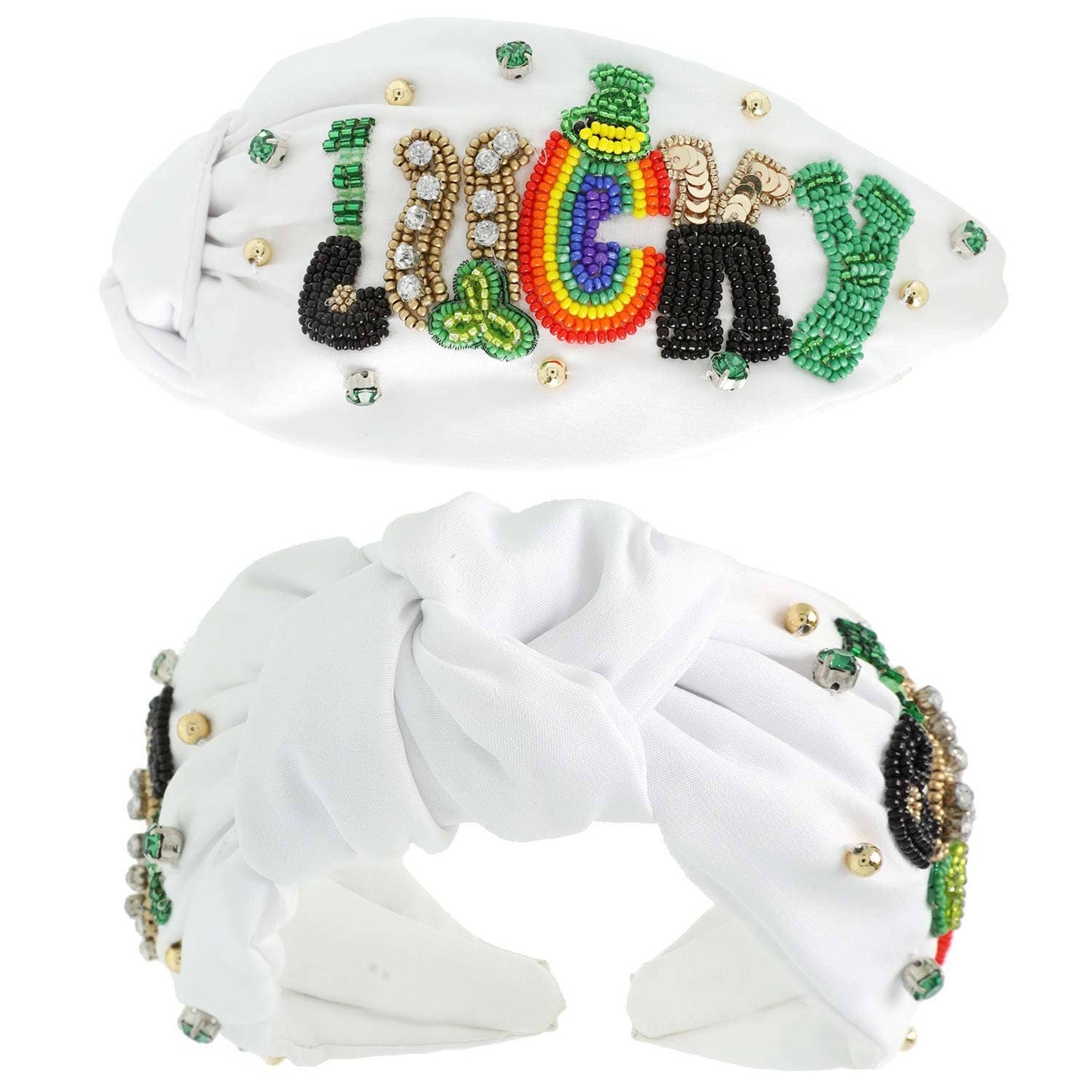 Saint Patrick's Gemstone Knotted Lettering Headband