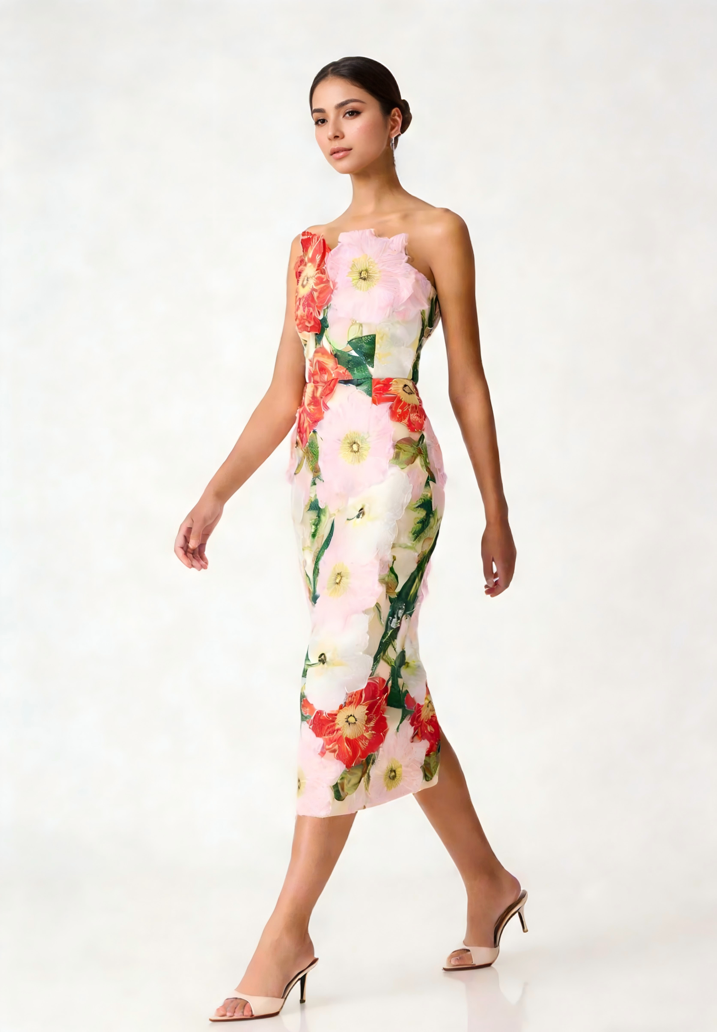 PS10 2026 Spring Summer Floral Embroidered Strapless Maxi - Surprise Lily