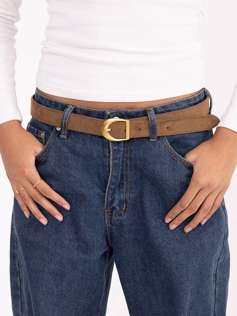 Faux Suede Belt with Buckle