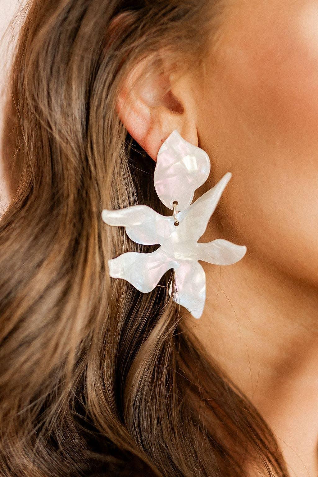 Flora Statement Earrings - Iridescent - Surprise Lily