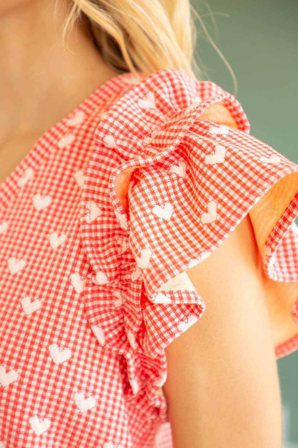 Heart Printed Double Ruffle Top - Top - Short Sleeve - Surprise Lily