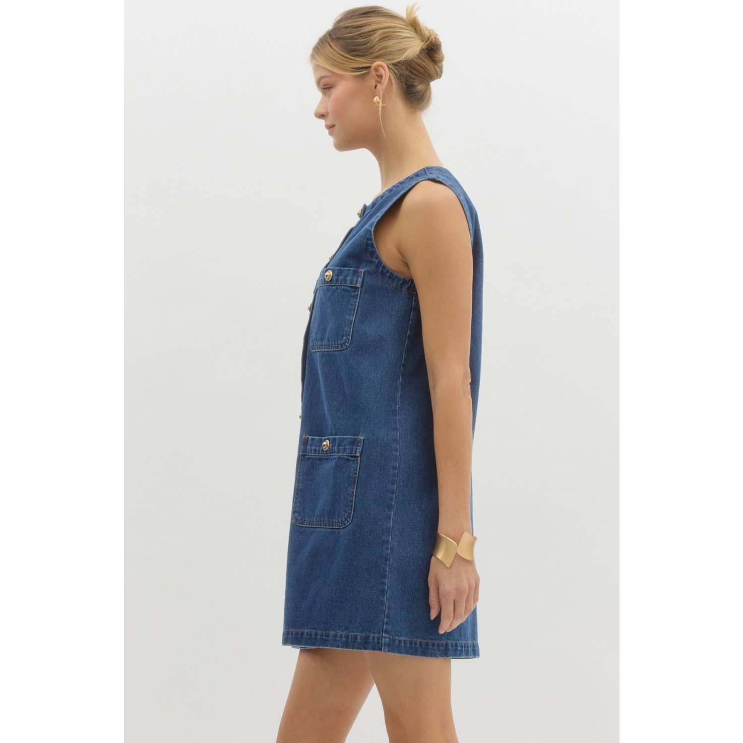 Rebecca Sleeveless Mini Denim Dress