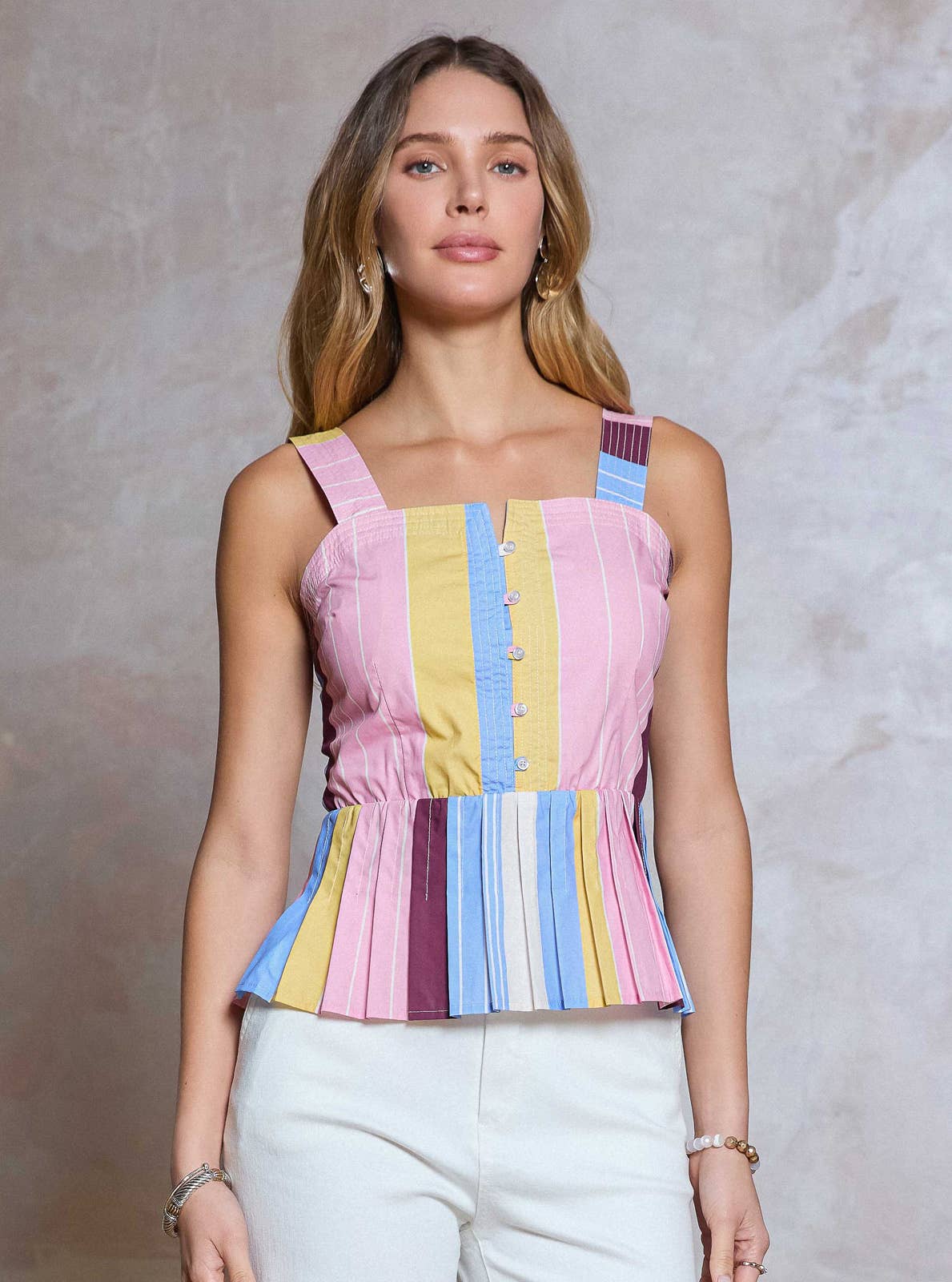 Cotton Striped Sleeveless Top - Surprise Lily