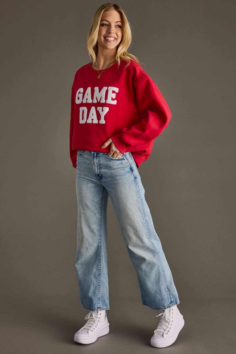 Red Game Day Sweatshirt - Surprise Lily
