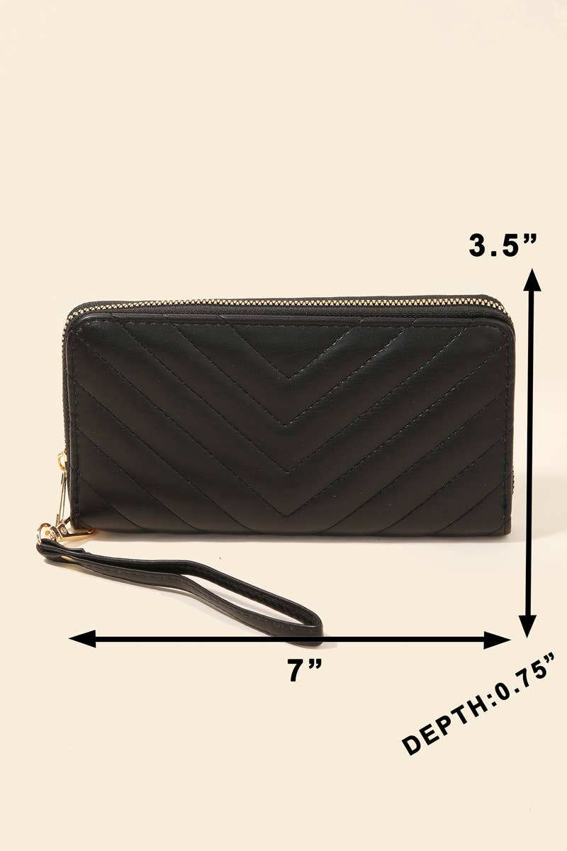 Faux Leather Quilted Pattern Wallet in Black