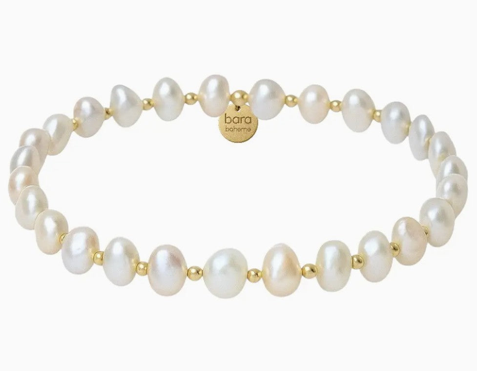  ​14k gold filled beaded bracelet, waterproof and hypoallergenic, stackable jewelry for women