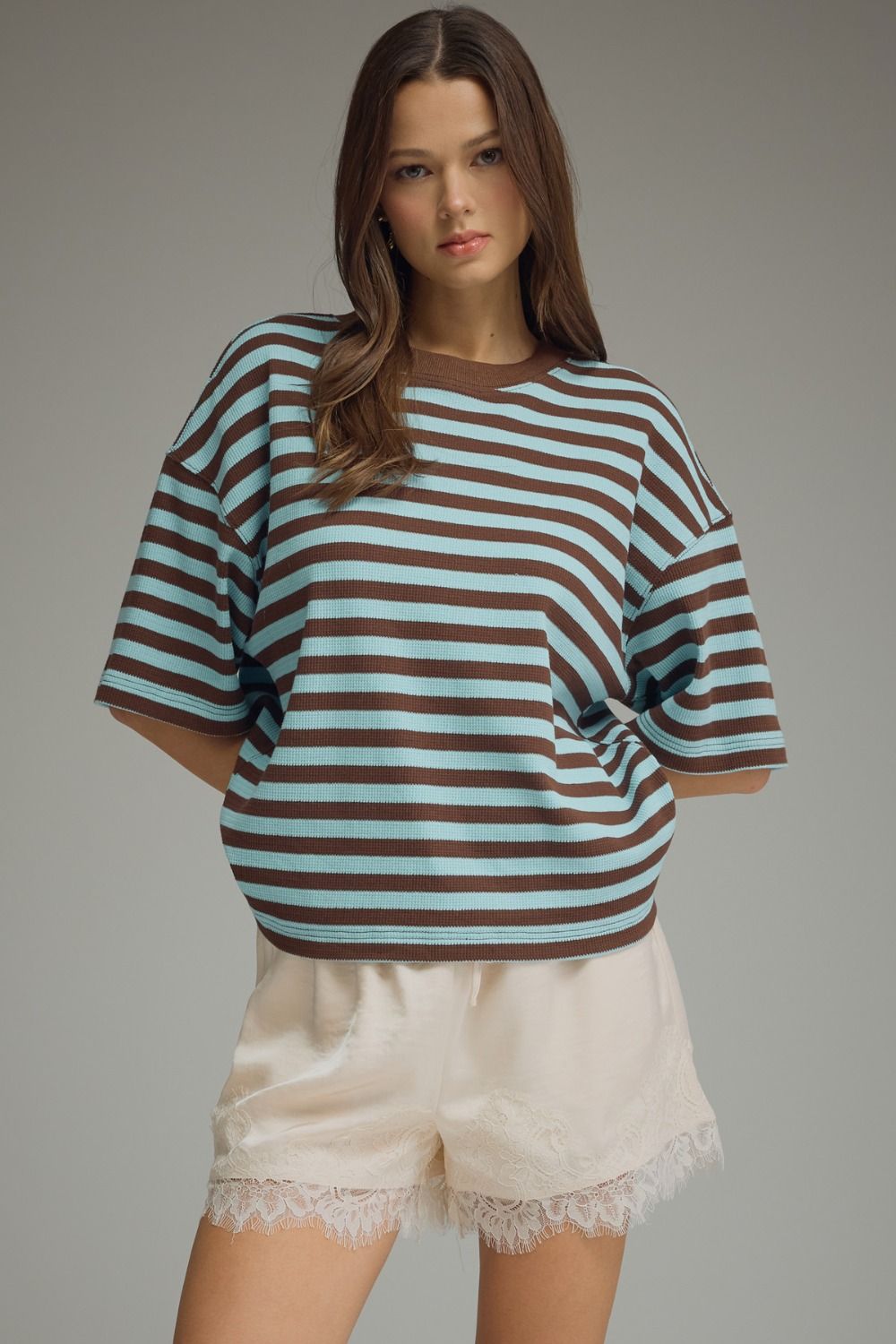 Mocha Coast Ribbed Stripe Top