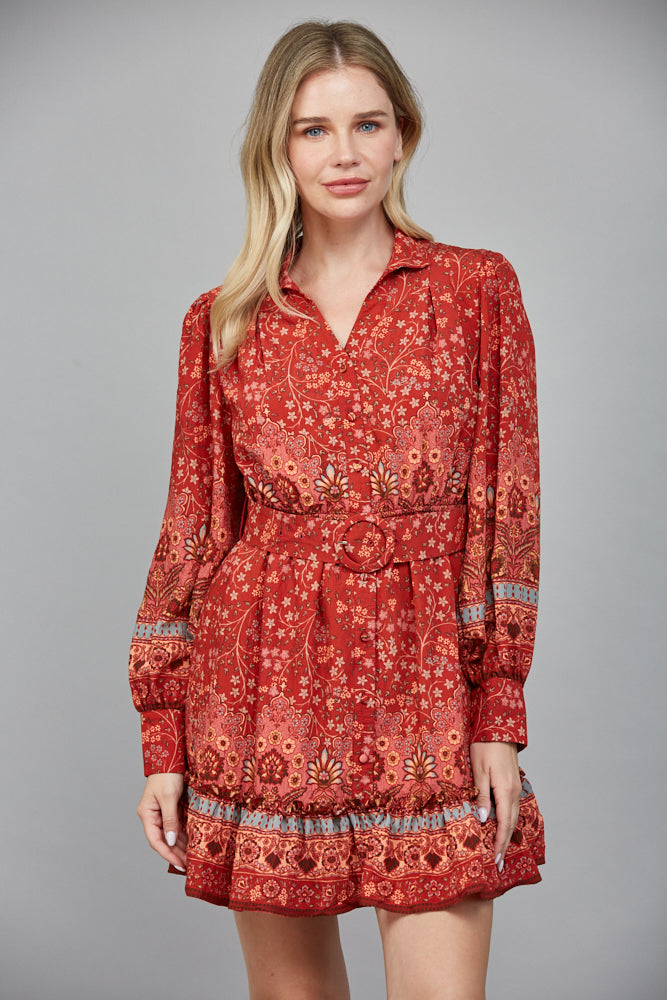 Brick Red Mini Dress