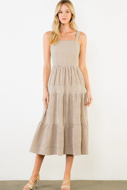 Golden Hour Gingham Midi Dress - Surprise Lily