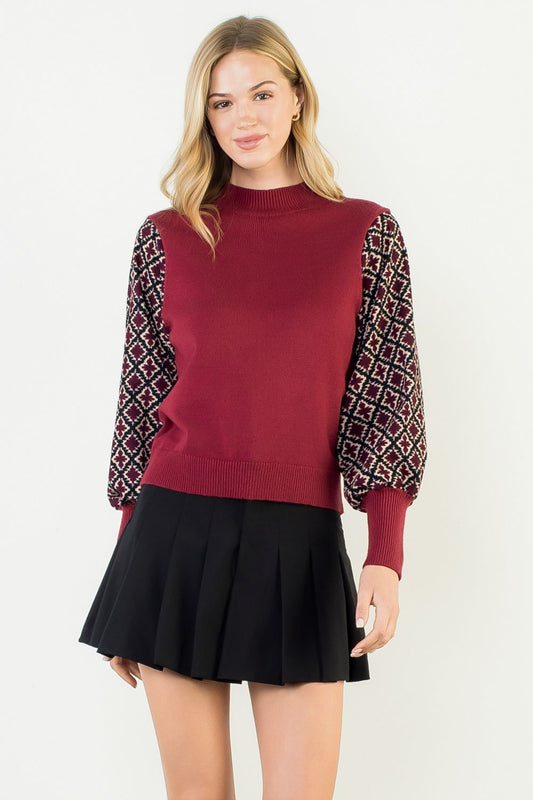 Burgundy Mixed Media Top