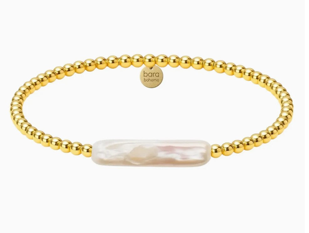  ​14k gold filled beaded bracelet, waterproof and hypoallergenic, stackable jewelry for women