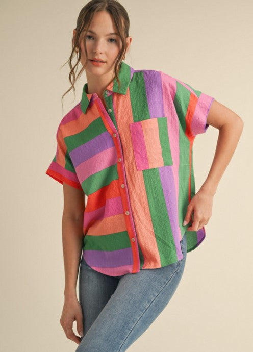 Sunset Stripe Button-Up