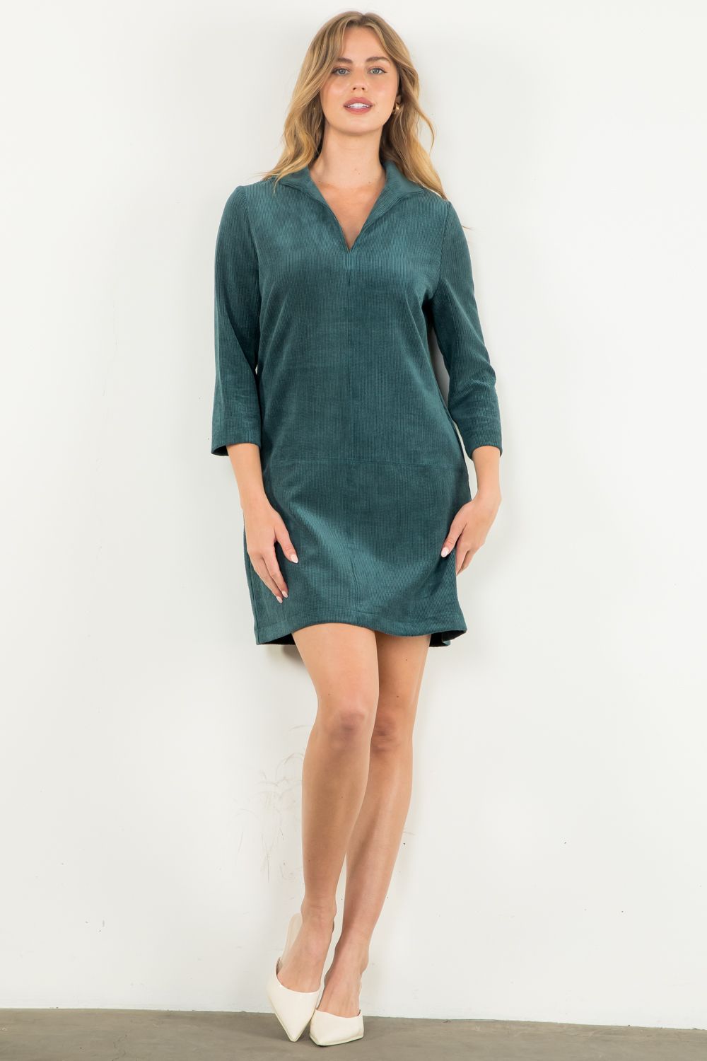 Evergreen Corduroy Midi Dress