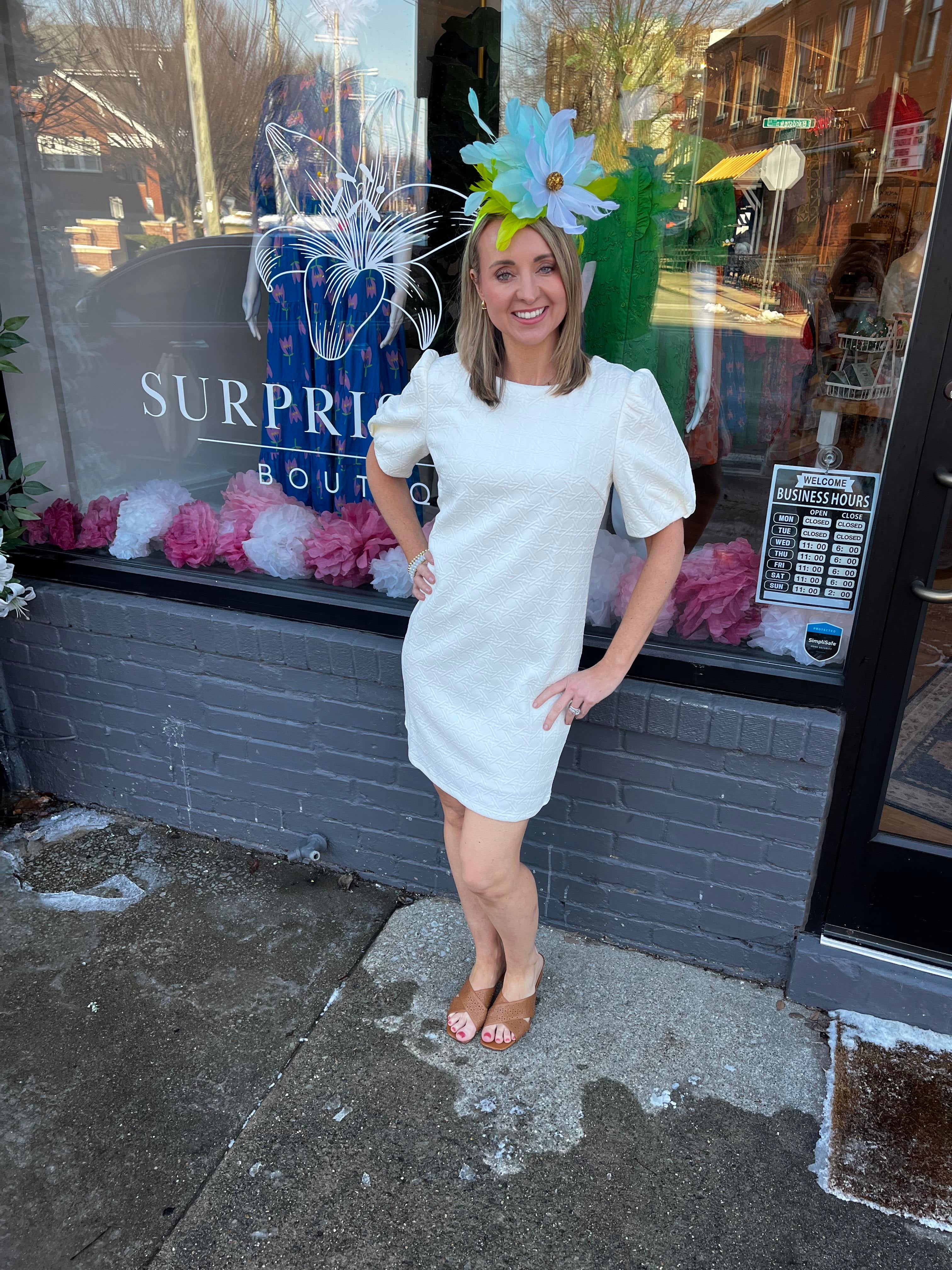 Ivory Elegance Puff Sleeve Dress