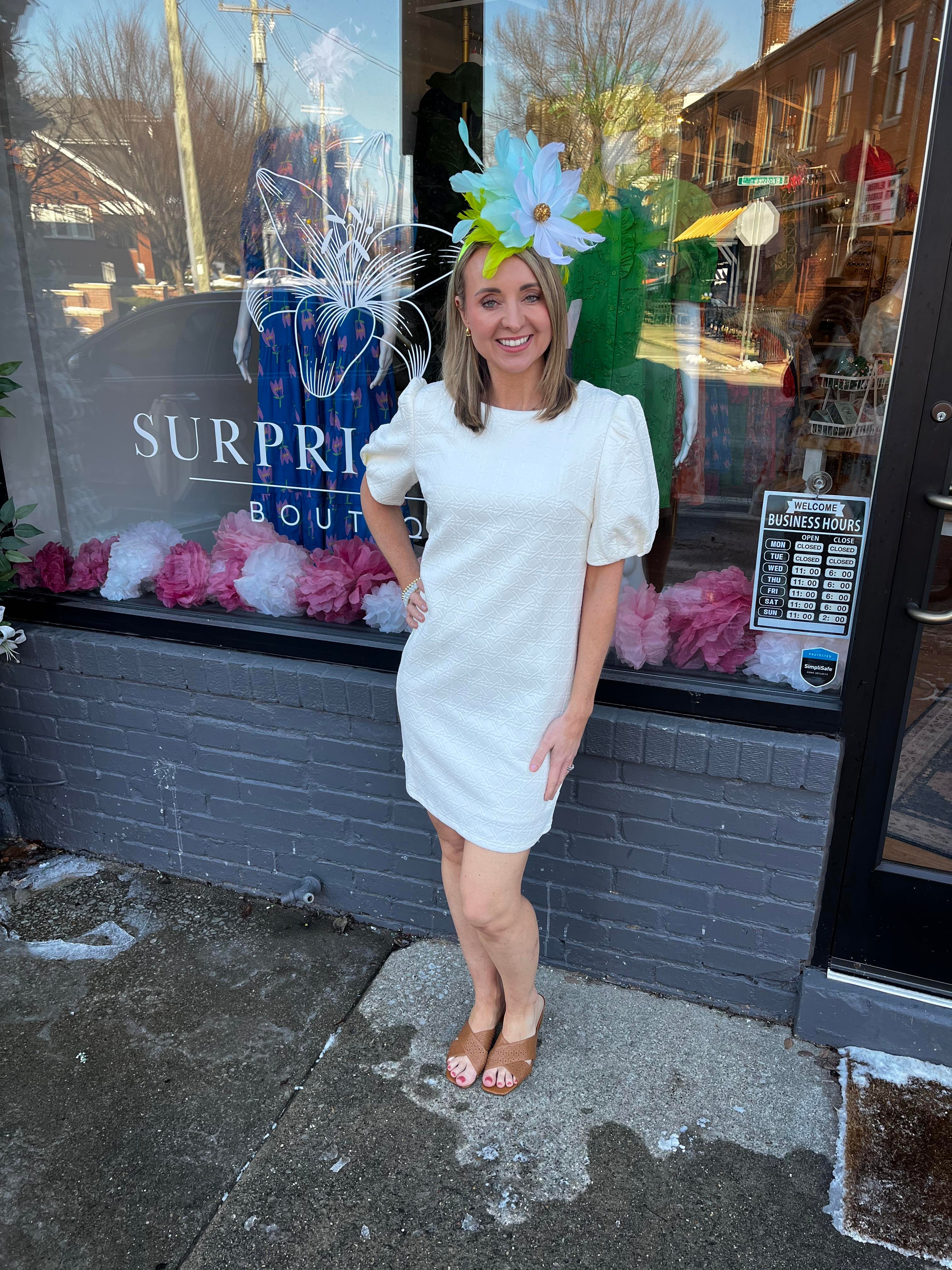 Ivory Elegance Puff Sleeve Dress