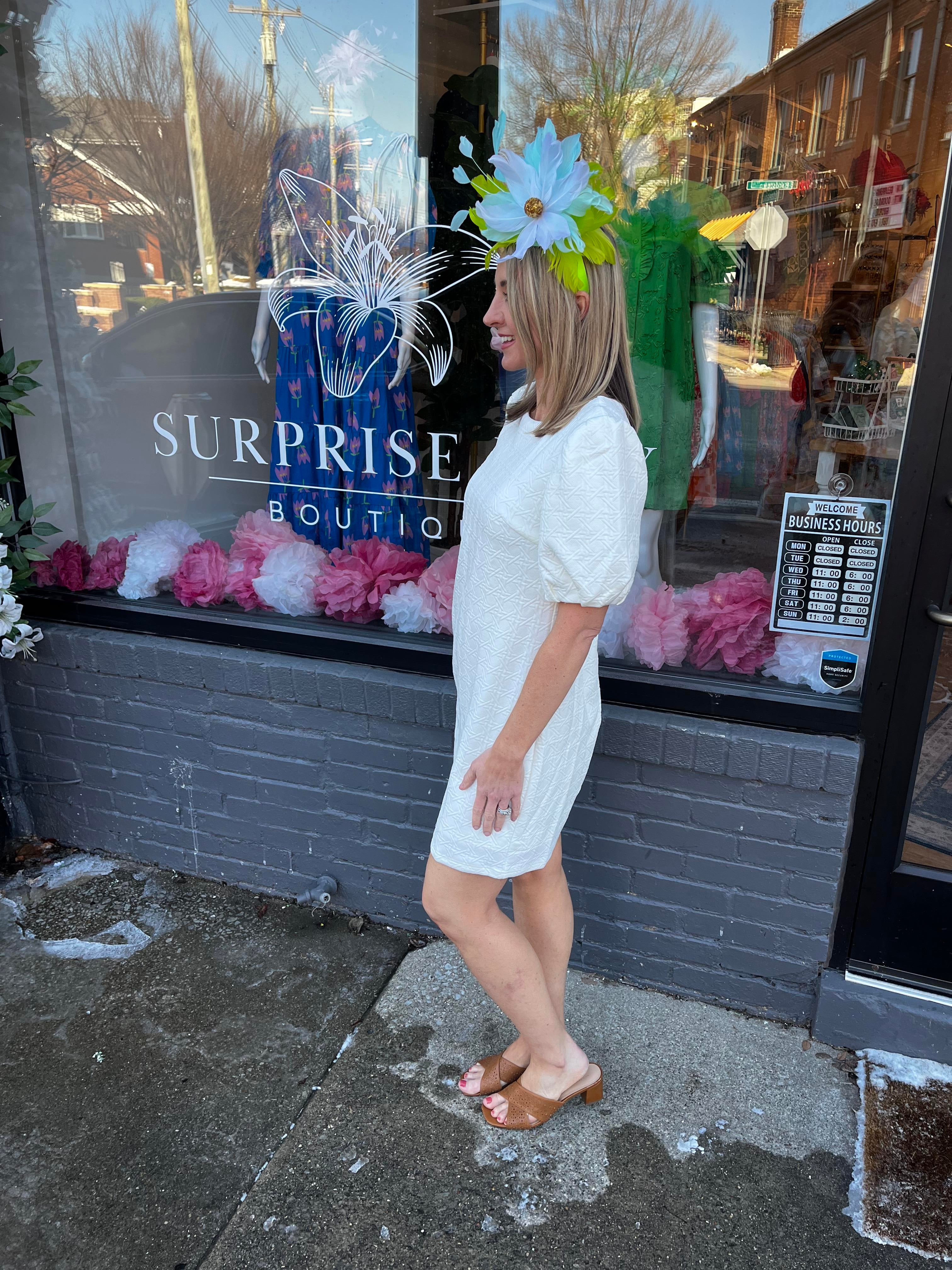 Ivory Elegance Puff Sleeve Dress