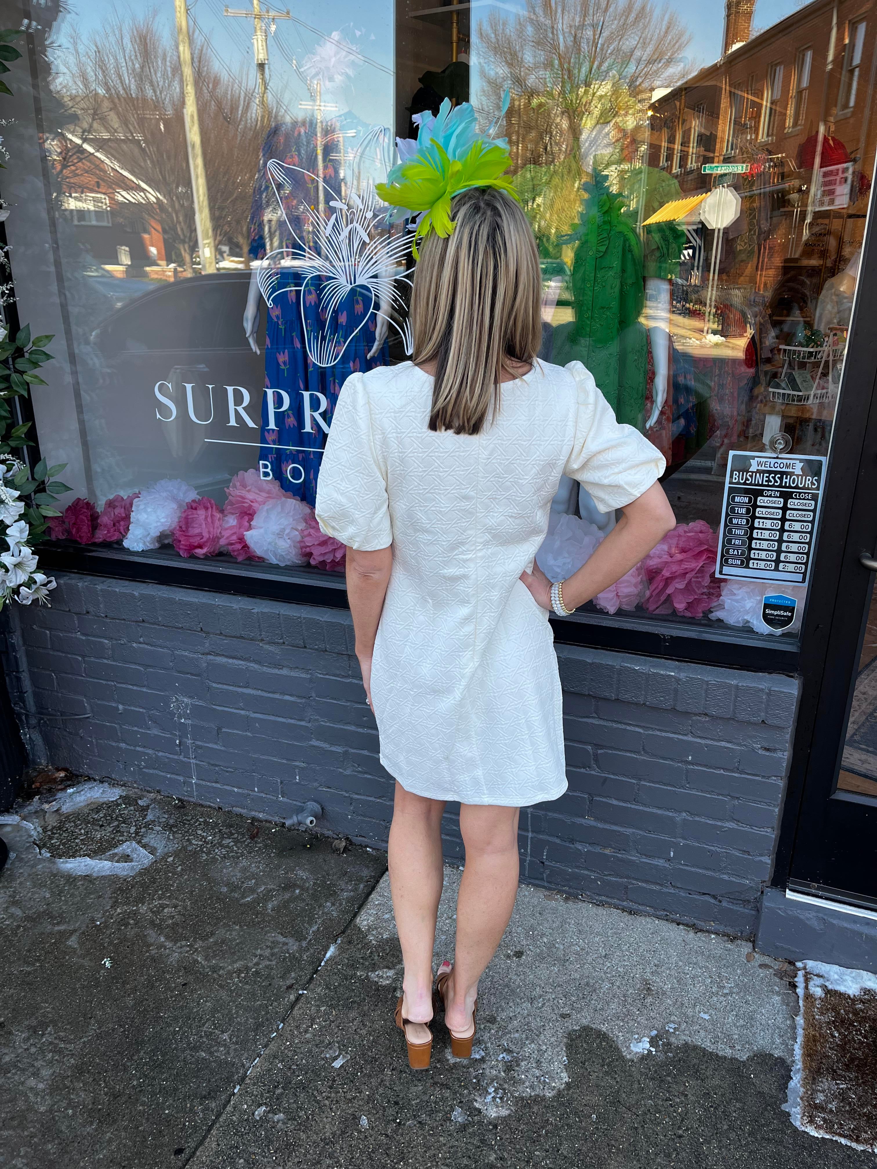 Ivory Elegance Puff Sleeve Dress