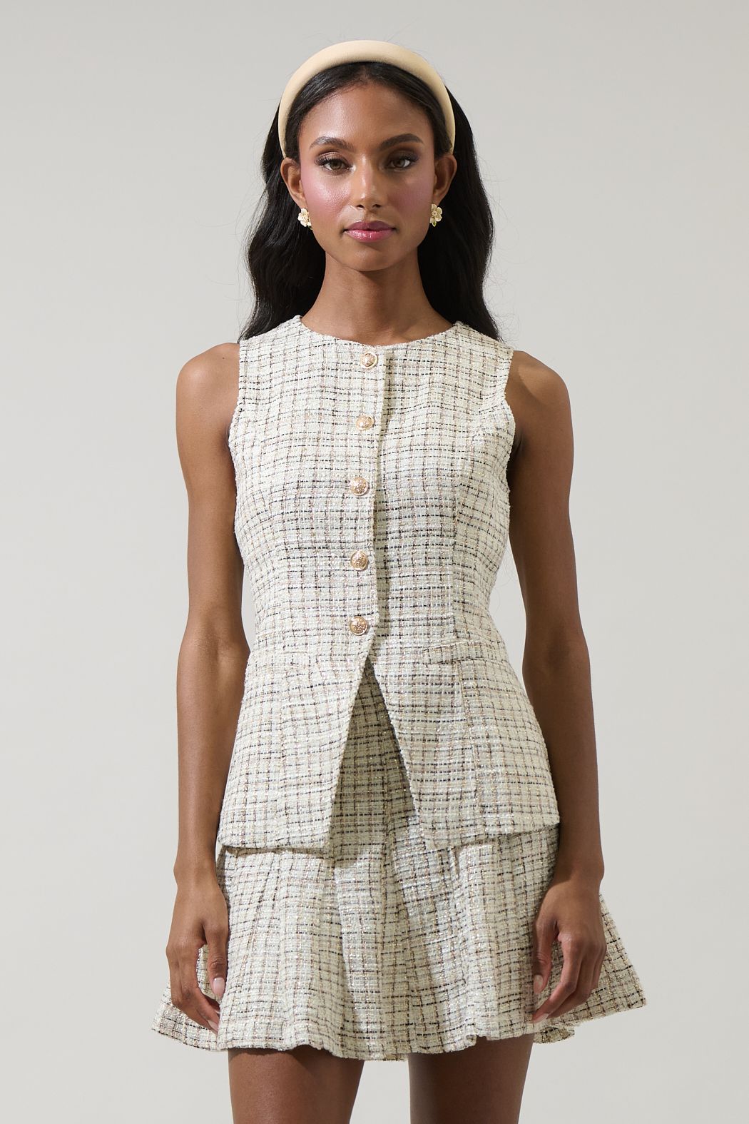 Cream Tweed Vest