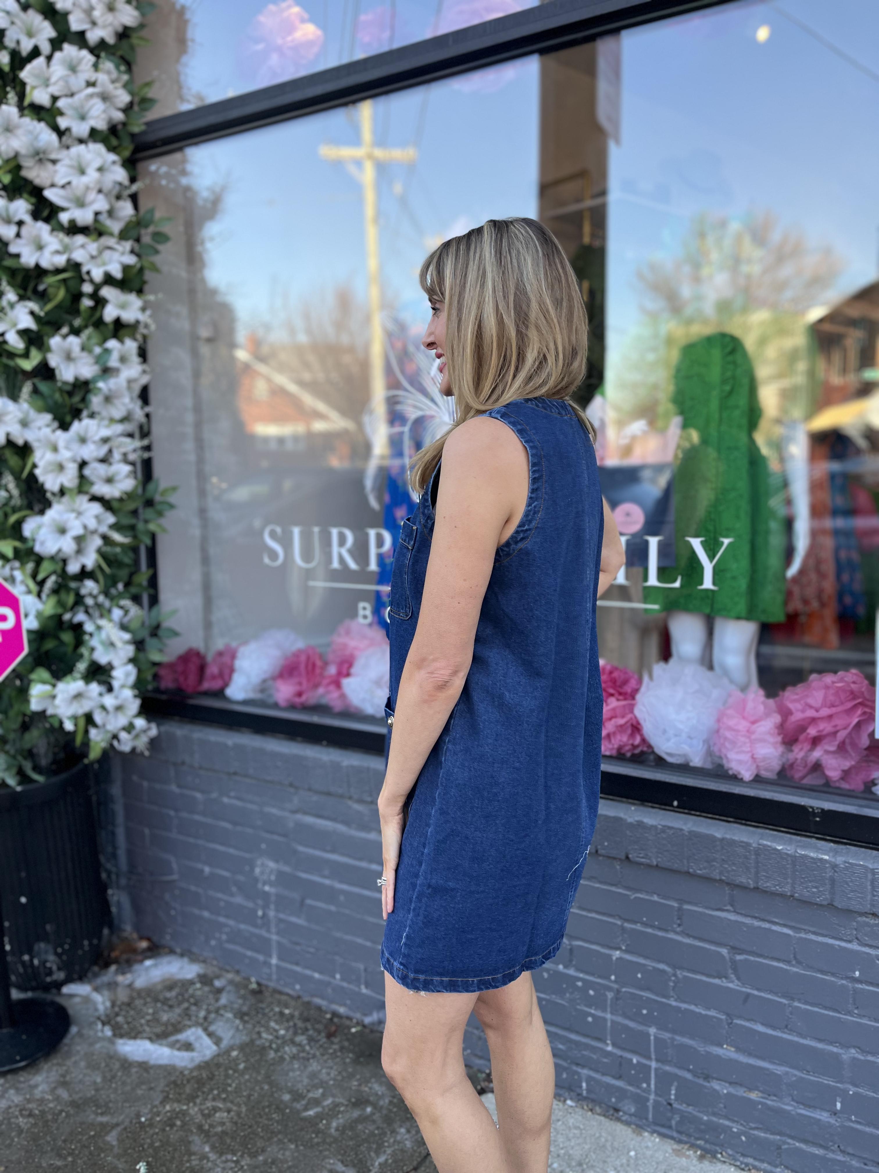 Rebecca Sleeveless Mini Denim Dress