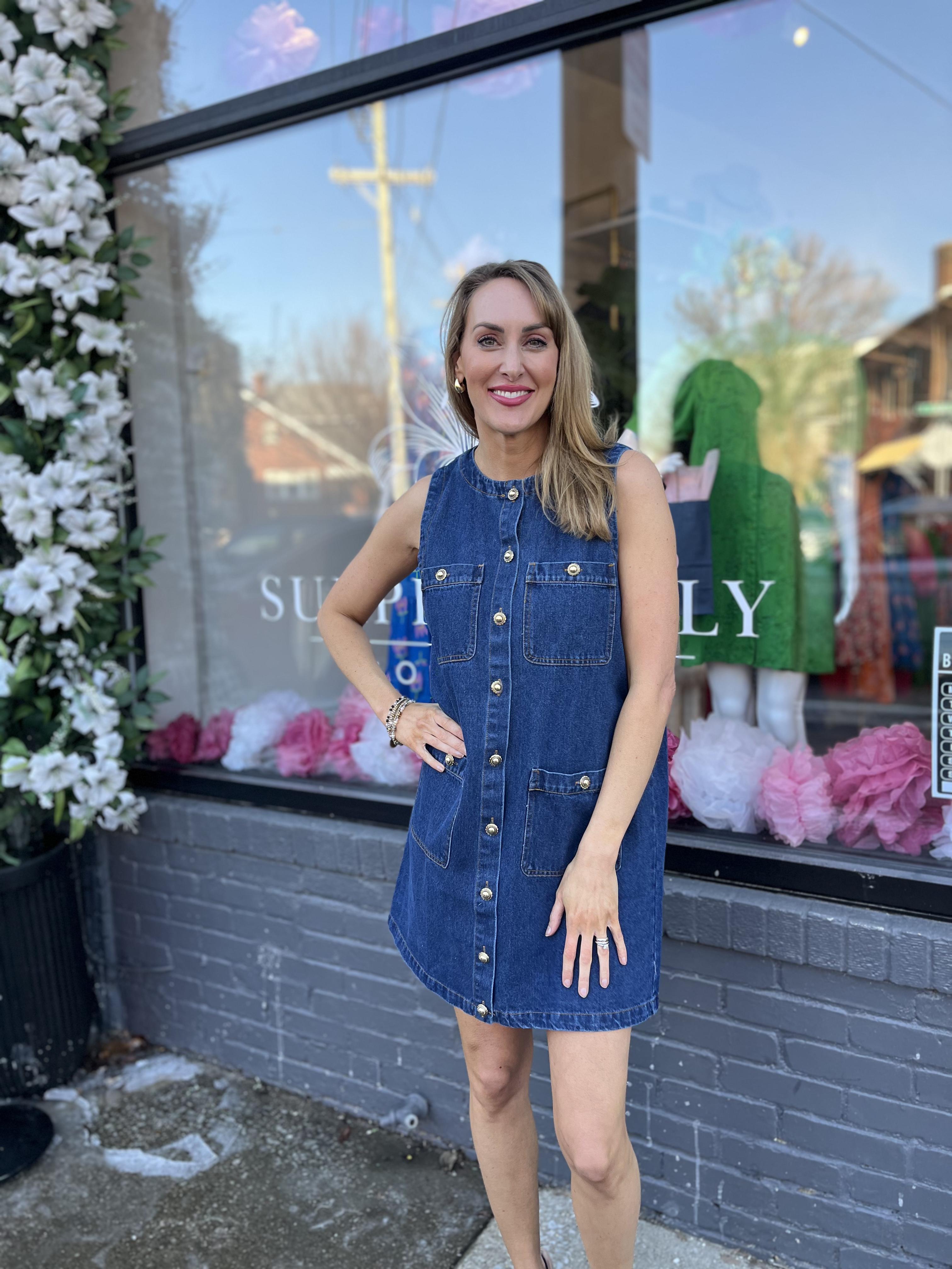 Rebecca Sleeveless Mini Denim Dress