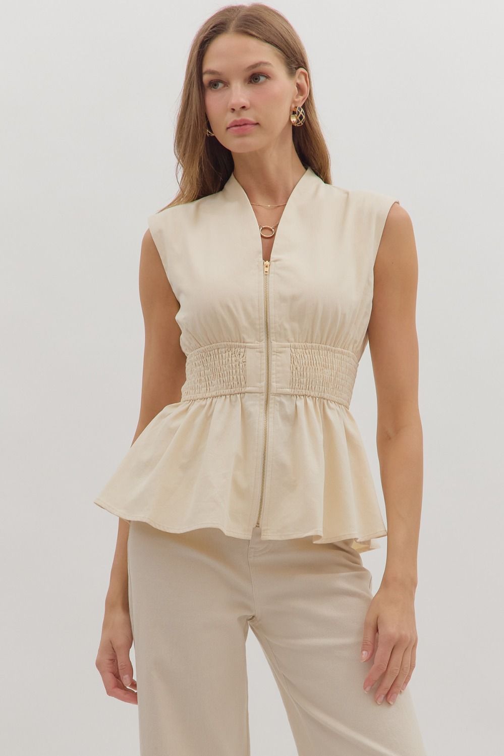 Denim Poplin Top