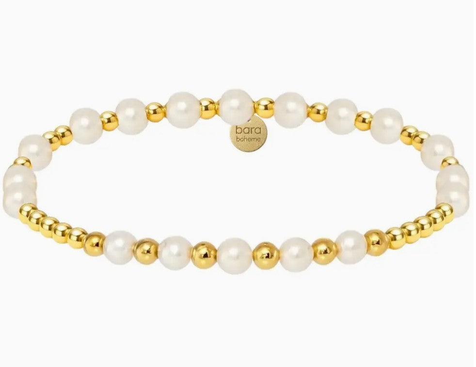  ​14k gold filled beaded bracelet, waterproof and hypoallergenic, stackable jewelry for women