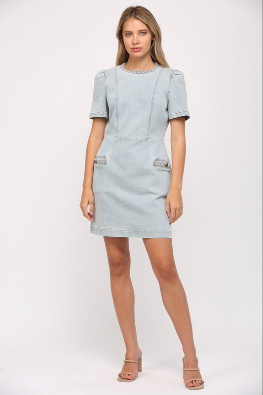 Brandy Braided Denim Dress - Dress - Mini - Surprise Lily