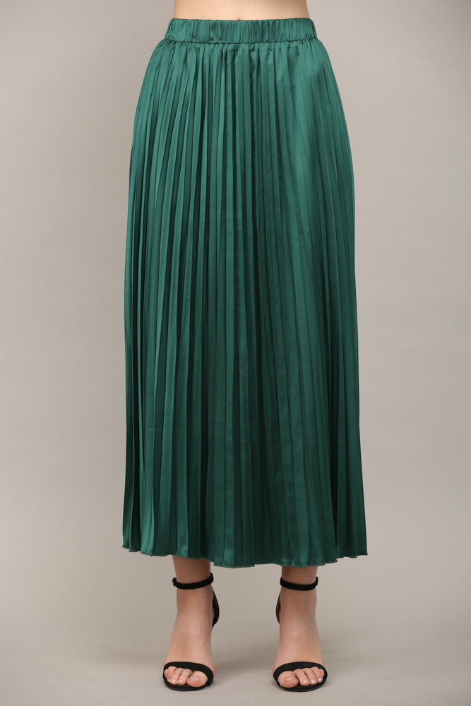 Pleated Midi Skirt in Emerald - Skirt - Surprise Lily