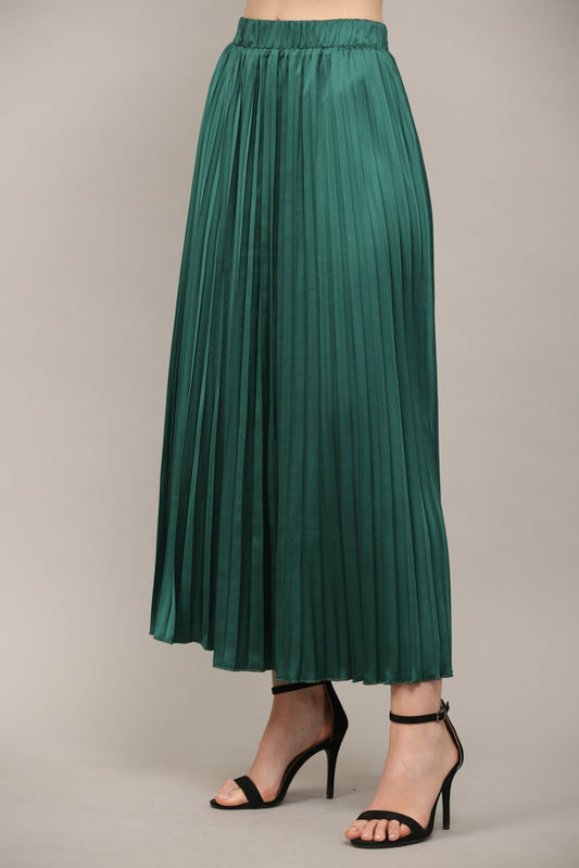 Pleated Midi Skirt in Emerald - Skirt - Surprise Lily